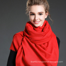 Women in Winter to Keep Warm Plain Red Polyester Scarf